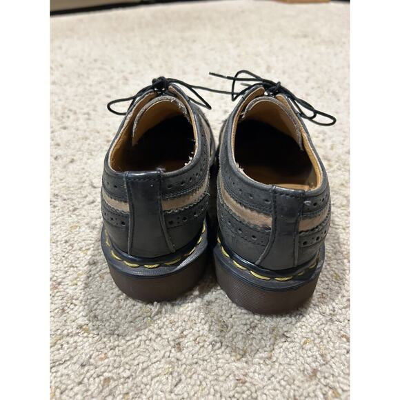 *RARE Vtg 90s Dr Doc Martens UK 4 / US 7 MIE Wing Tip Chunky Shoes Tan/Black J24 - Picture 6 of 9